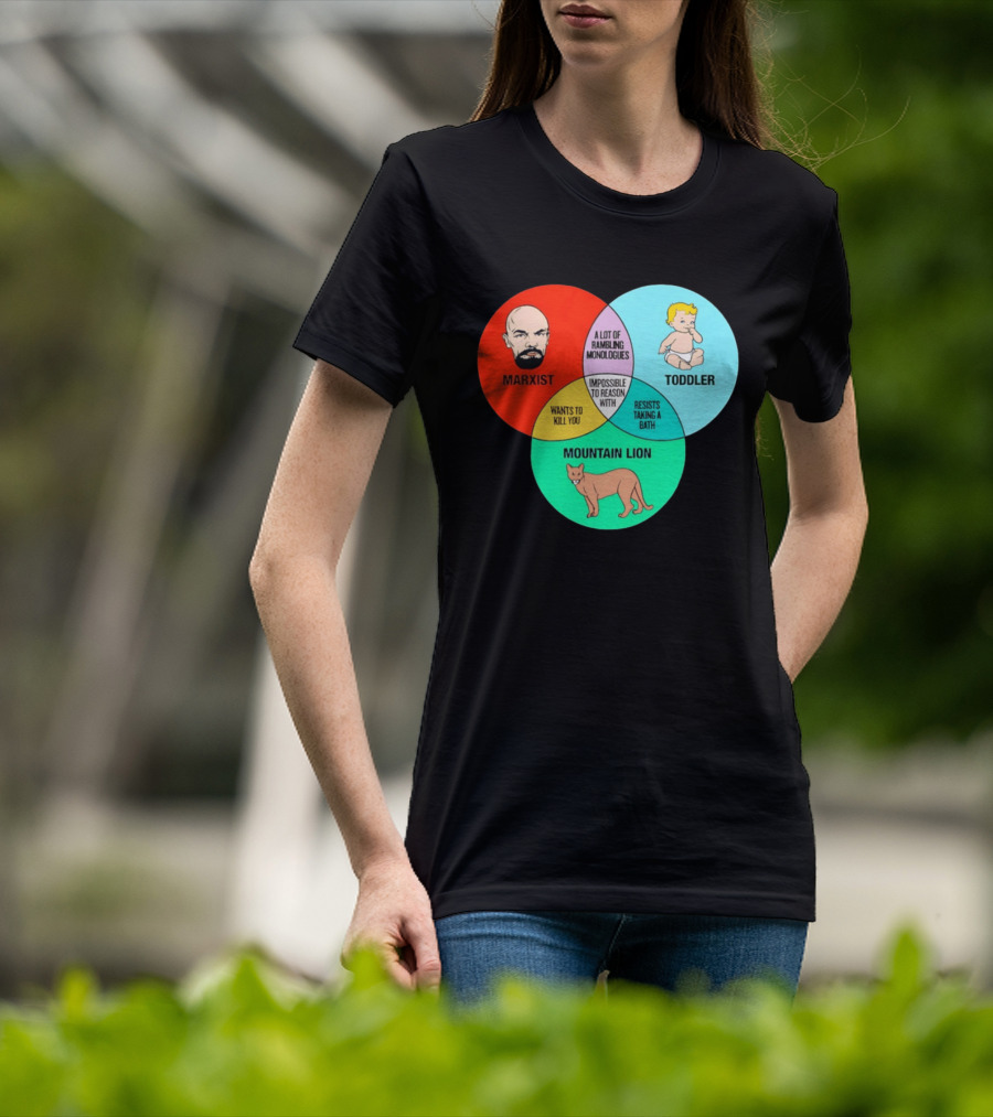 Venn Diagram Humor Marxist Toddler Mountain Lion Impossible To Reason T-Shirt