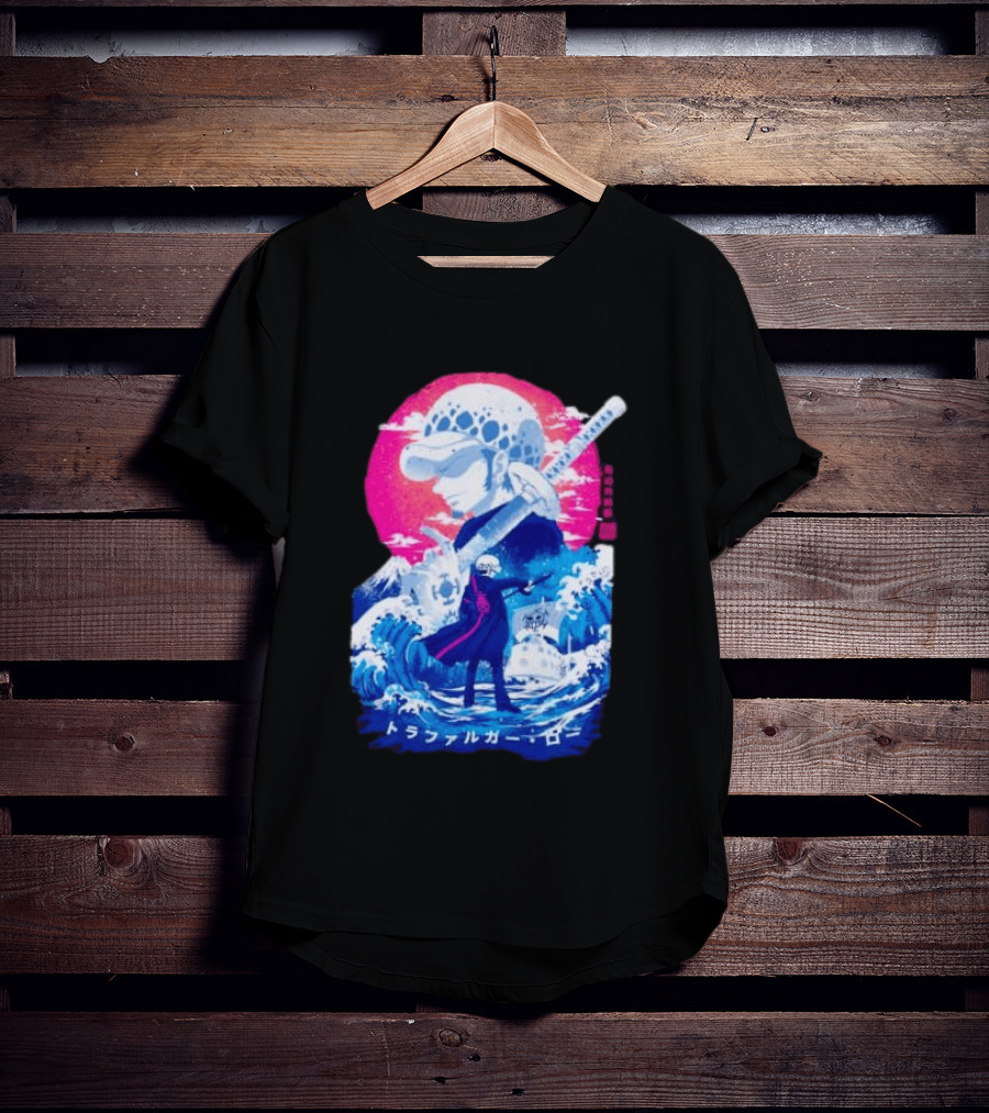Trafalgar Law One Piece Surgeon Of Death Anime Japanese Text Scenic Waves T-Shirt