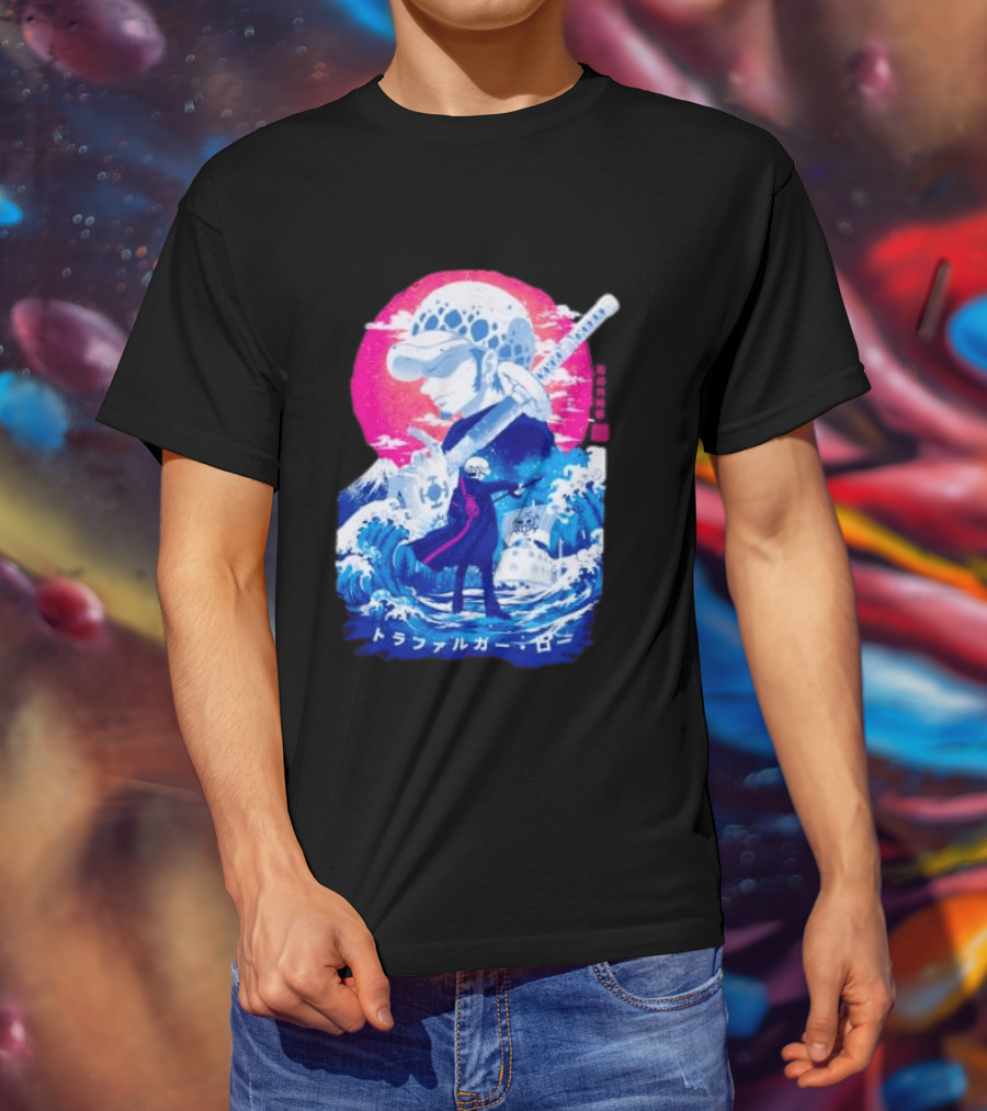 Trafalgar Law One Piece Surgeon Of Death Anime Japanese Text Scenic Waves T-Shirt