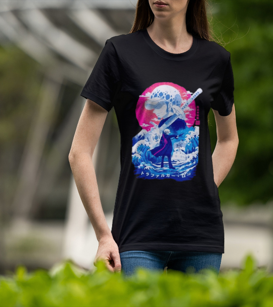 Trafalgar Law One Piece Surgeon Of Death Anime Japanese Text Scenic Waves T-Shirt