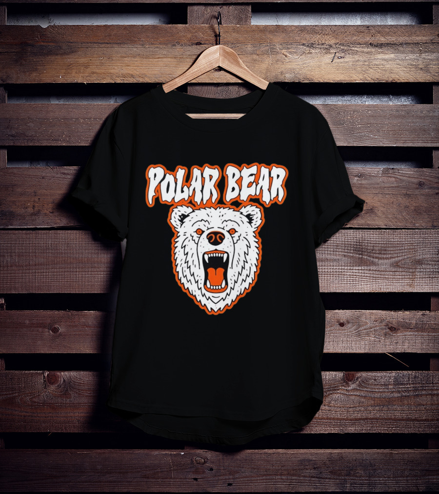 Polar Bear Roaring White Bear Face Orange Accents T-Shirt