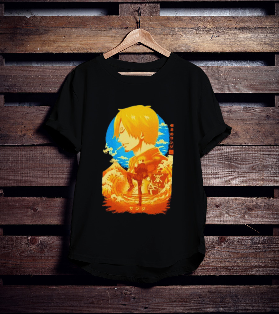 Sanji Black Leg One Piece Anime Manga Ocean Scene Luffy Jolly Roger T-Shirt