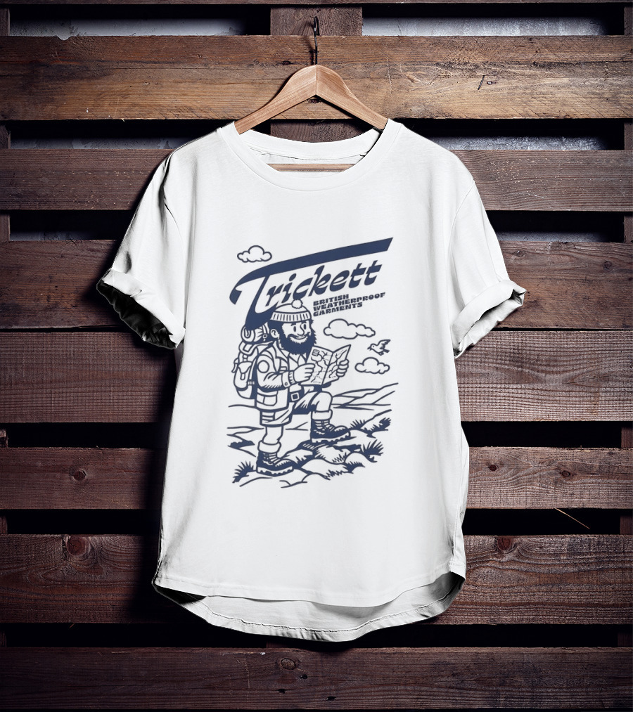 Trickett Hiker In British Landscape With Weatherproof Gear T-Shirt