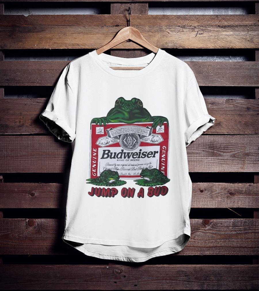 Budweiser Genuine King Of Beers Frogs Jump On A Bud T-Shirt