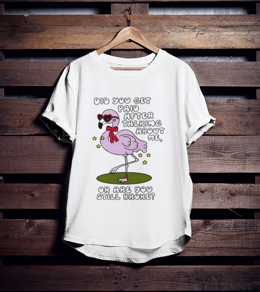 Did You Get Paid After Talking About Me Flamingo Are You Still Broke T-Shirt