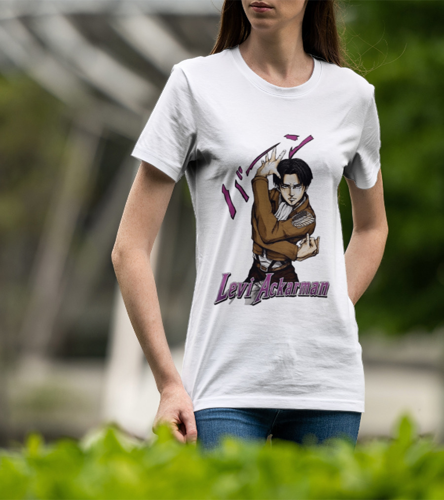 Levi Ackerman Anime Character Pose Attack On Titan Manga T-Shirt