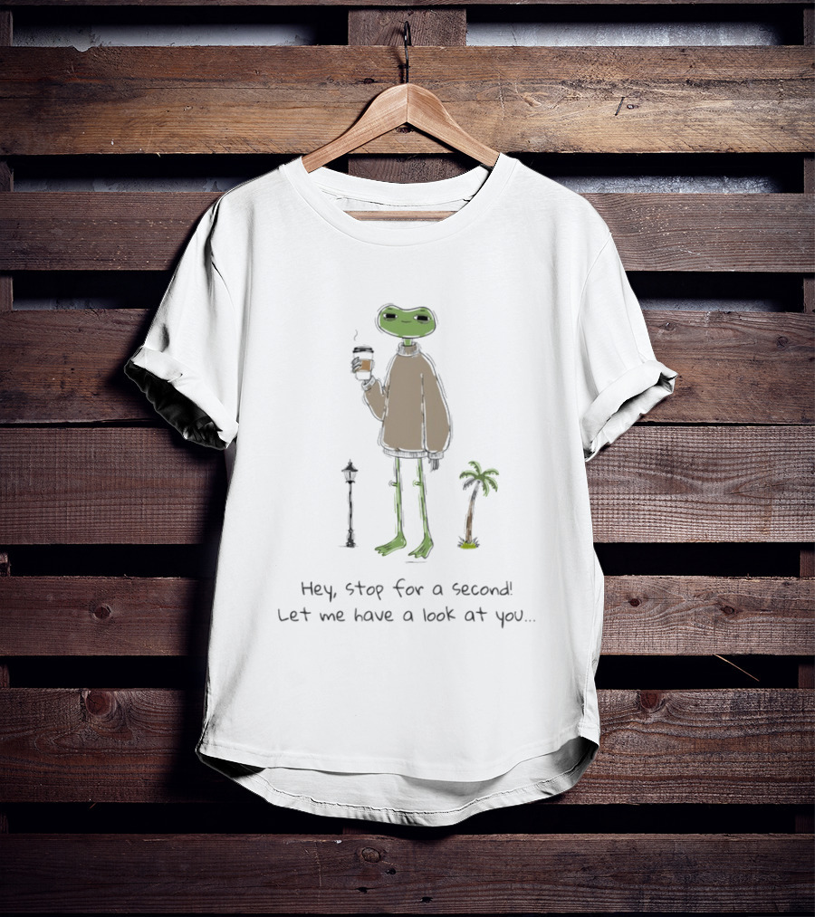 Hey Stop For A Second Frog Let Me Have A Look At You Coffee Palm Tree T-Shirt