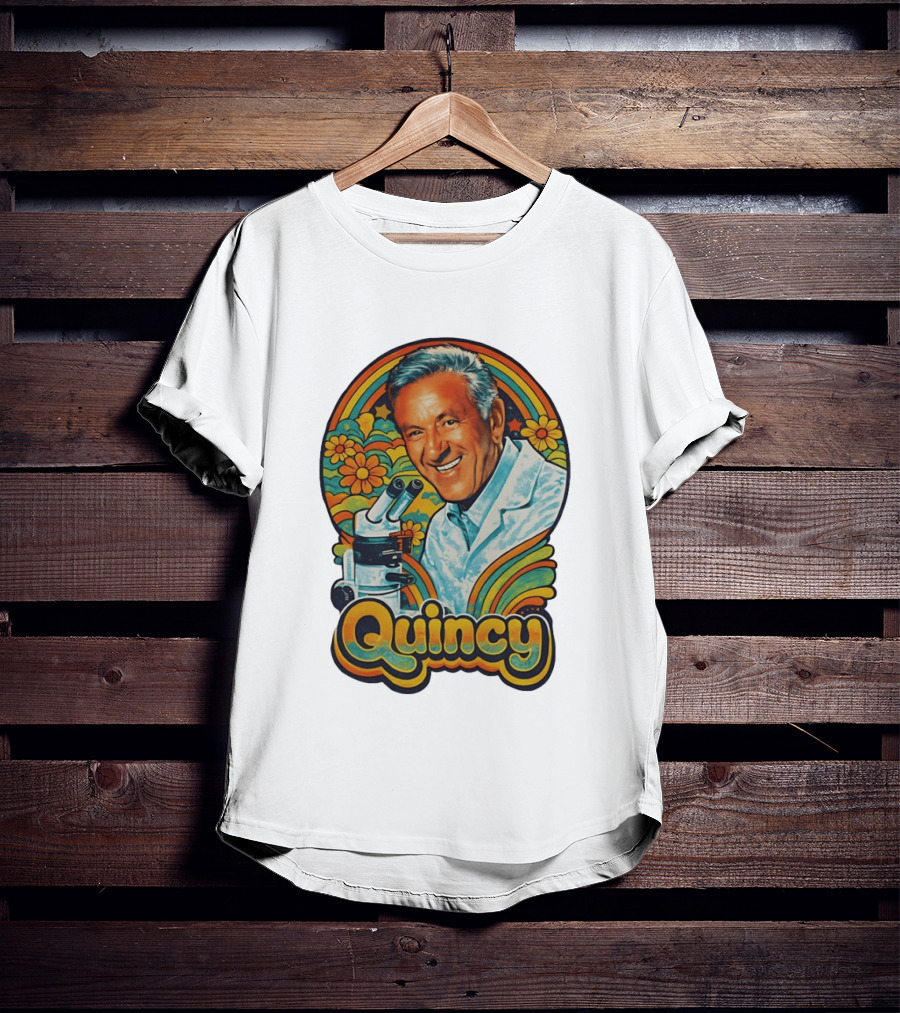 Quincy Scientist Jack Klugman Vintage Retro Flowers And Microscopes T-Shirt