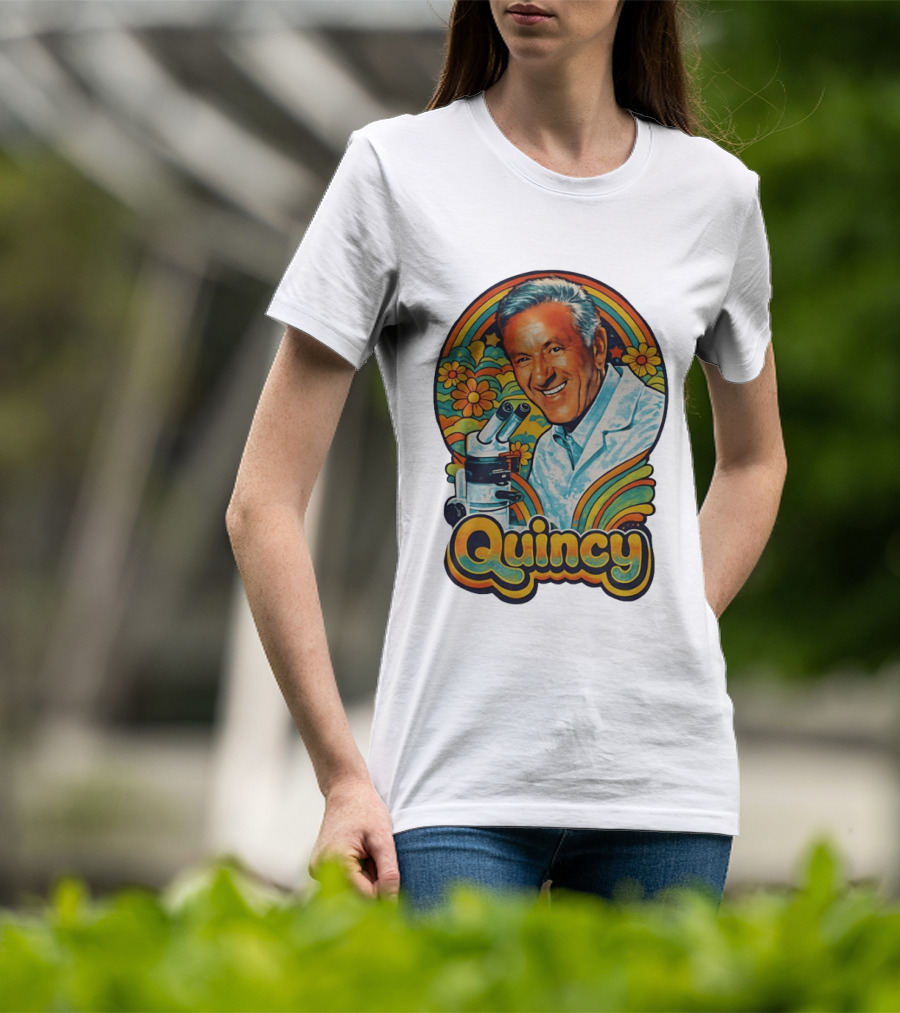 Quincy Scientist Jack Klugman Vintage Retro Flowers And Microscopes T-Shirt