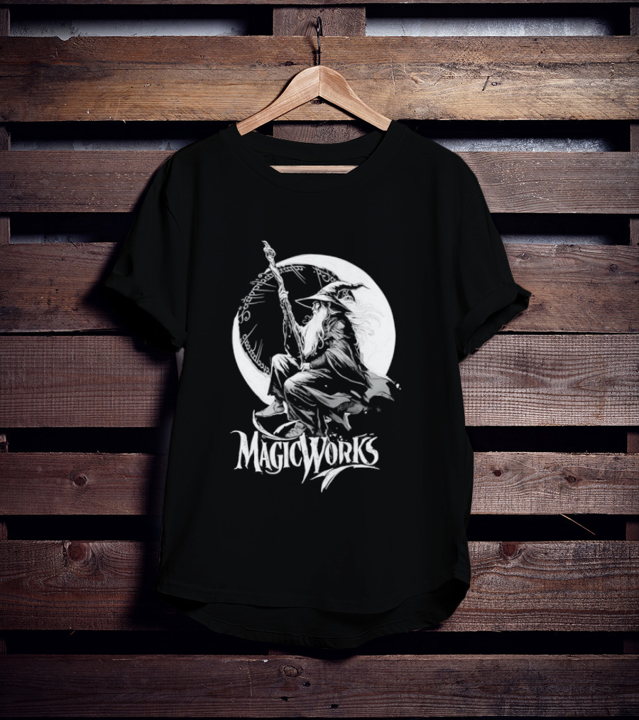Gandalf Magic Works Lord Of The Rings Wizard Silhouette Moon T-Shirt