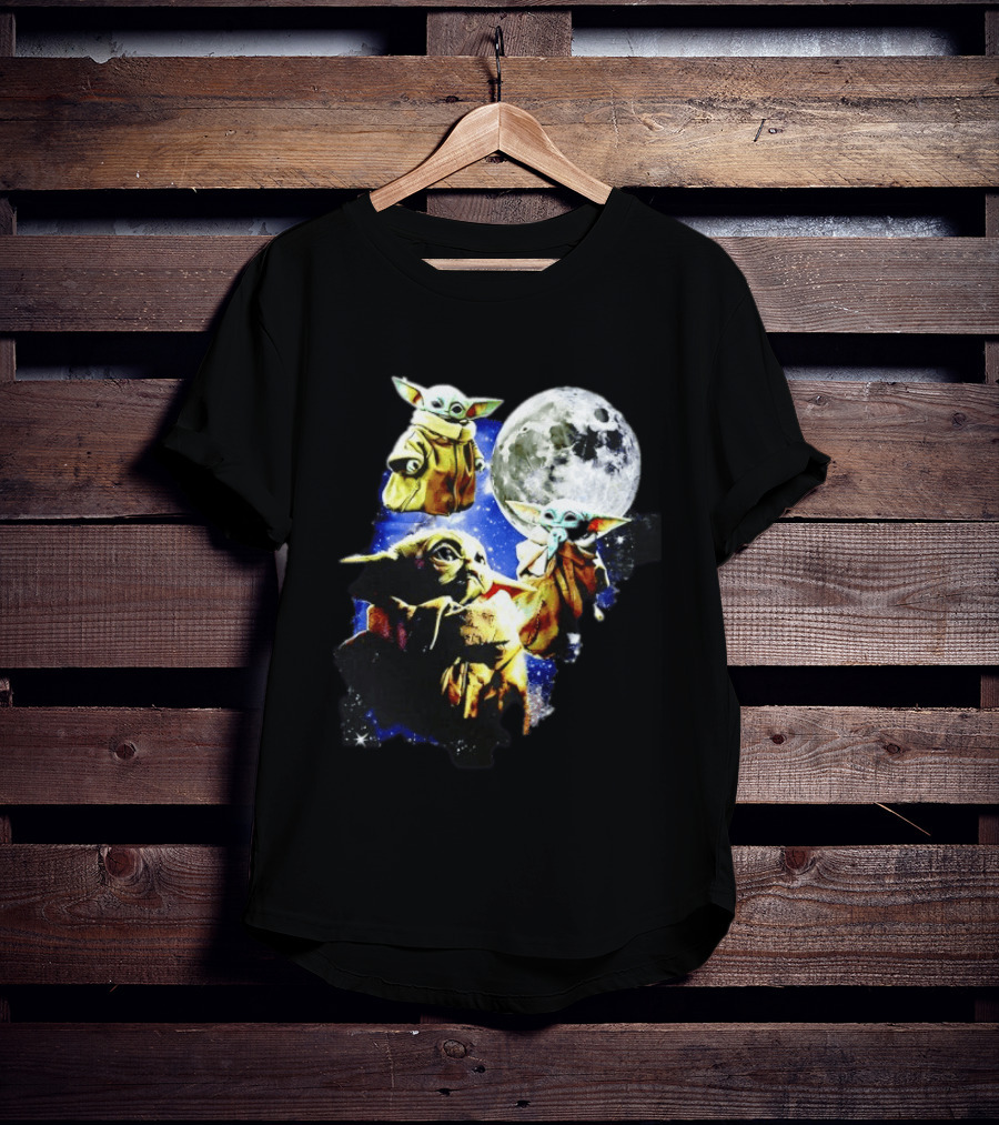 Grogu Star Wars The Mandalorian Baby Yoda Three Wolves Moon T-Shirt