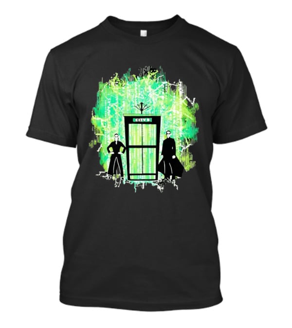 Matrix City Phone Booth Green Code Agents T-Shirt
