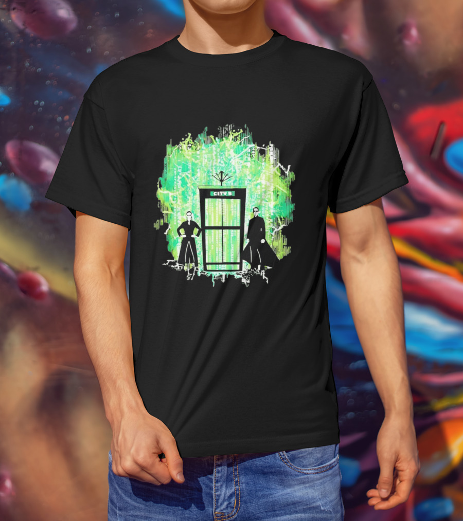 Matrix City Phone Booth Green Code Agents T-Shirt