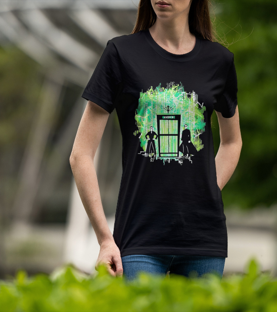 Matrix City Phone Booth Green Code Agents T-Shirt