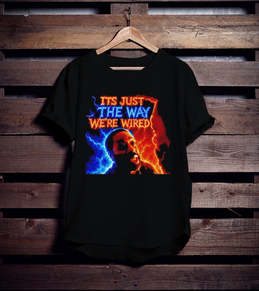 Its Just The Way We're Wired Red And Blue Lightning Face Illusion T-Shirt
