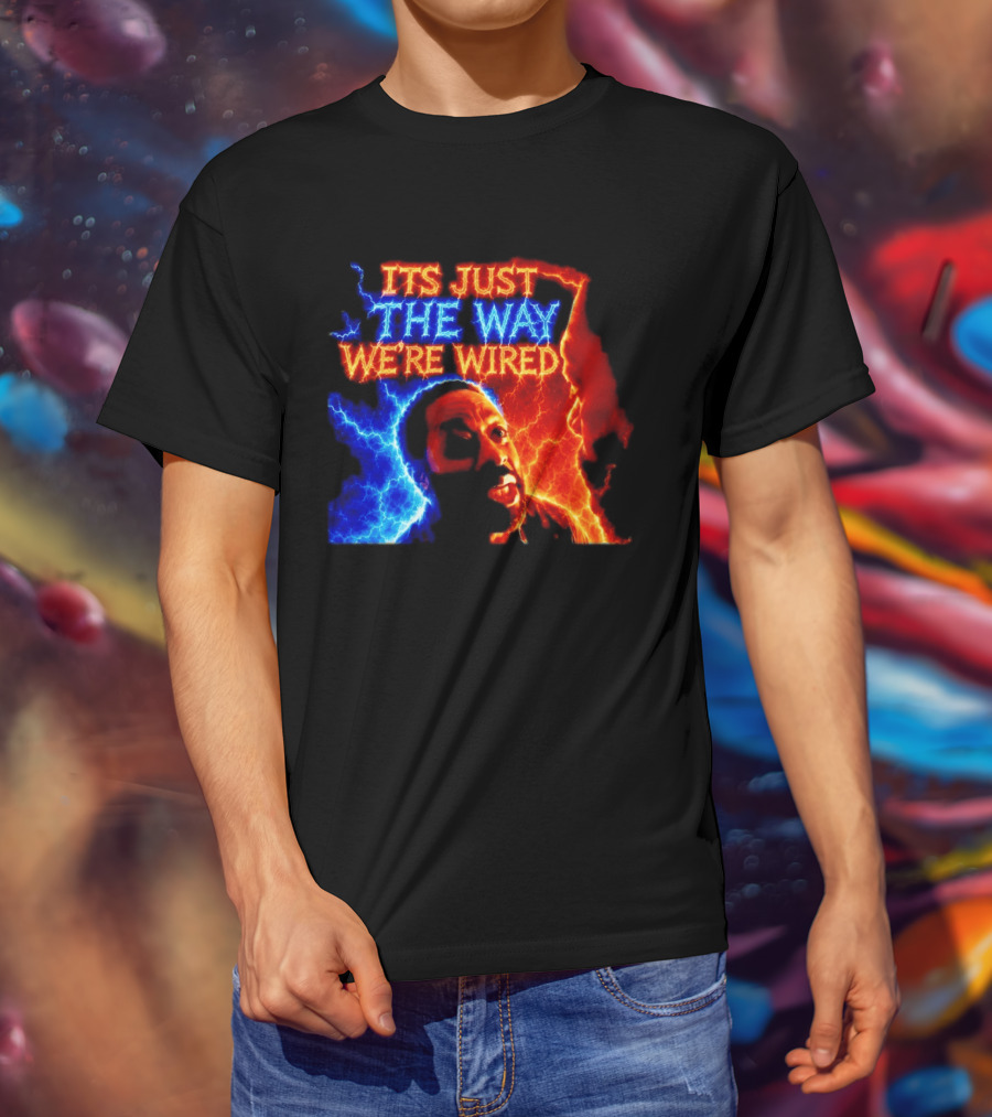 Its Just The Way We're Wired Red And Blue Lightning Face Illusion T-Shirt