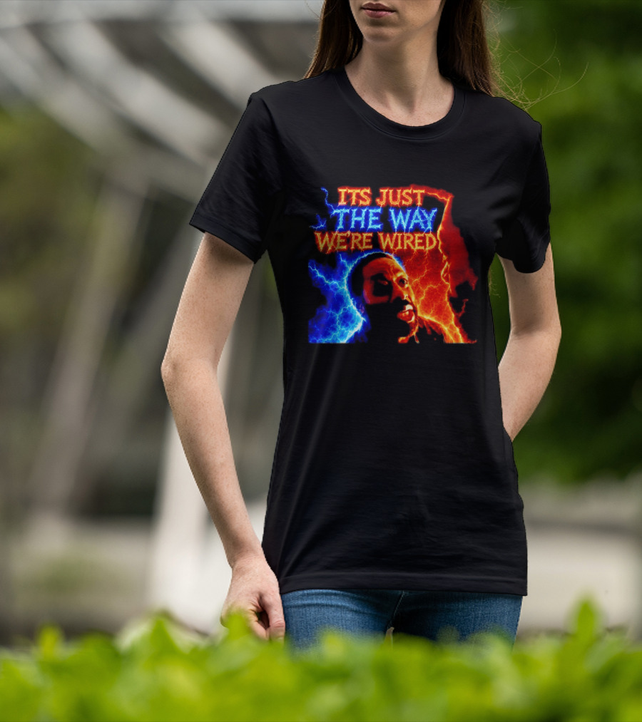 Its Just The Way We're Wired Red And Blue Lightning Face Illusion T-Shirt