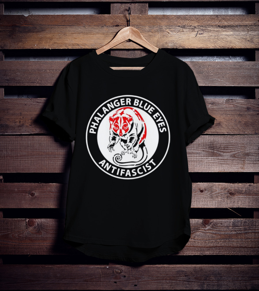 Phalanger Blue Eyes Antifascist Antifa Red White Circle T-Shirt
