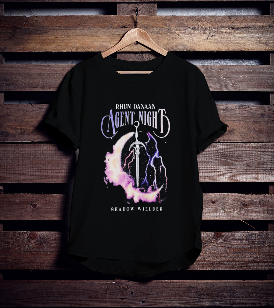 Rhun Danaan Agent Night Shadow Wielder Sword Moon Lightning T-Shirt