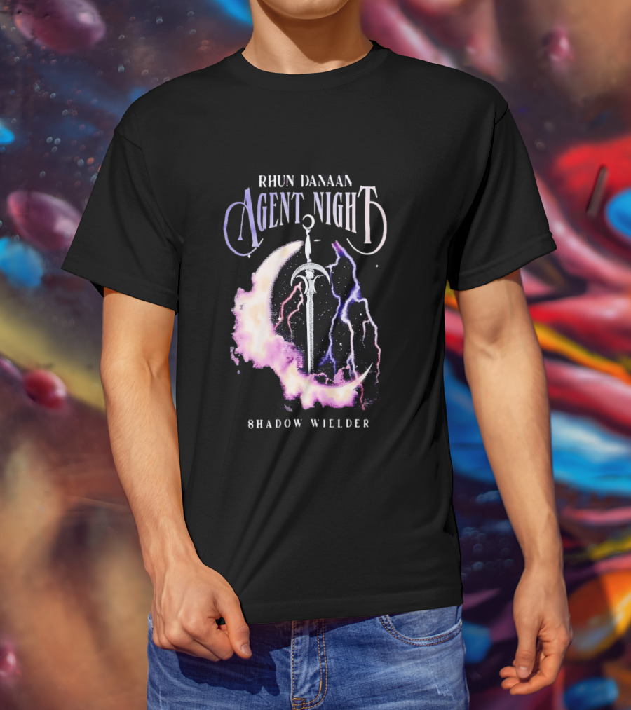 Rhun Danaan Agent Night Shadow Wielder Sword Moon Lightning T-Shirt