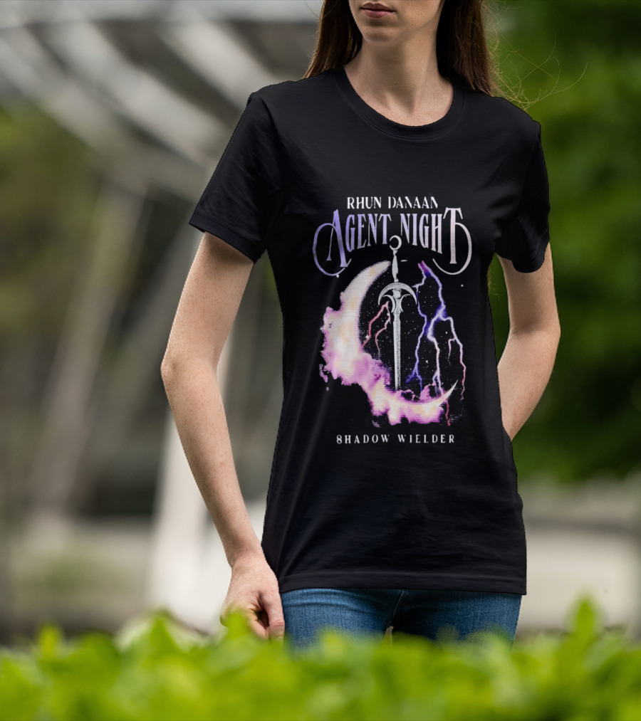 Rhun Danaan Agent Night Shadow Wielder Sword Moon Lightning T-Shirt