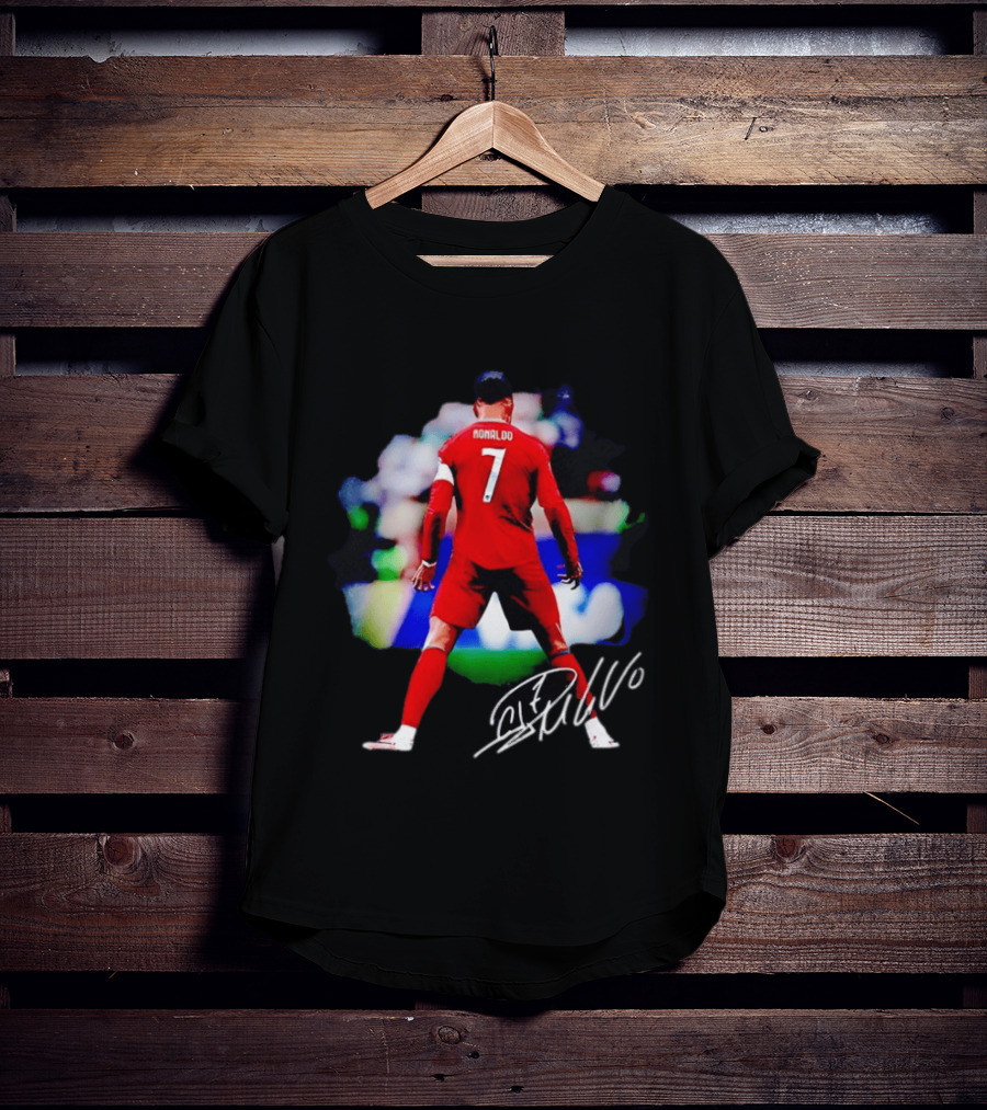 Ronaldo Number 7 Portugal National Team Jersey Photographic Arts With Autograph T-Shirt