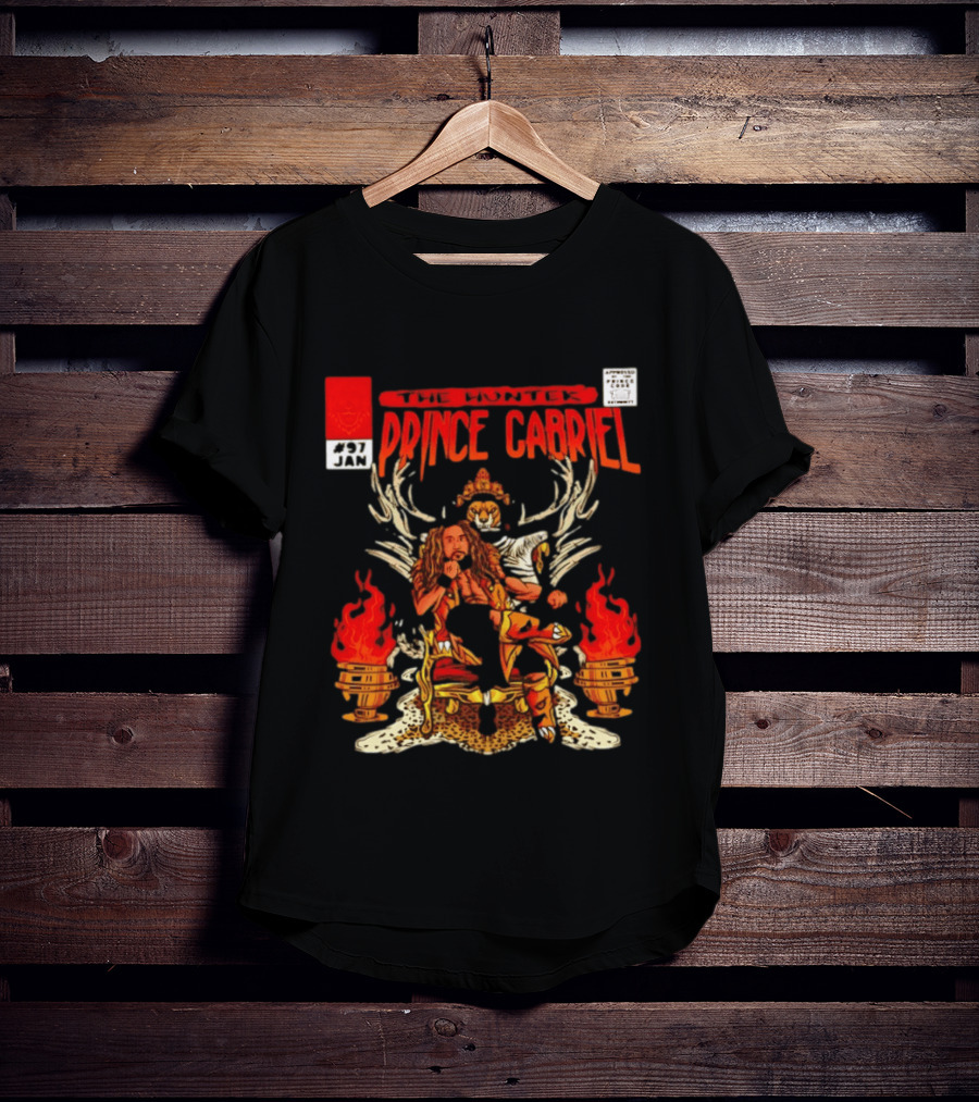 The Hunter Prince Gabriel 97 Jan Comic Book Cover Deer Antlers Flaming Torches T-Shirt