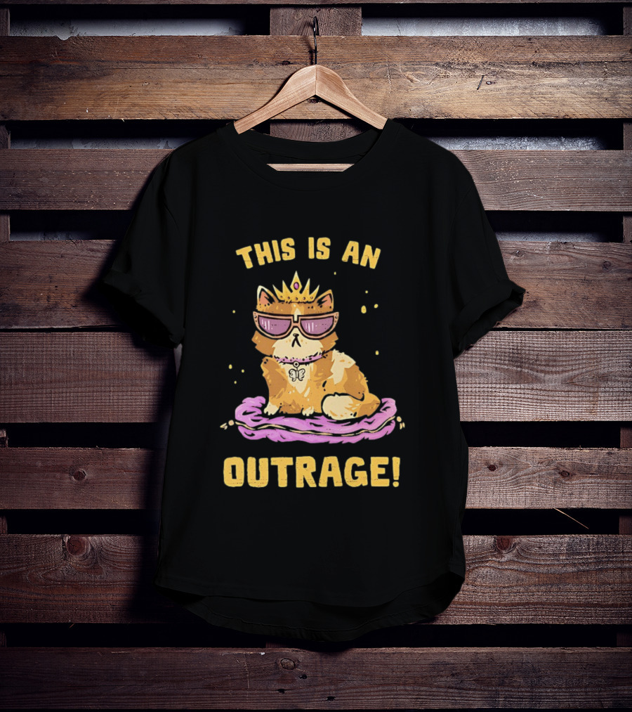 This Is An Outrage Cat With Crown Sunglasses And Butterfly Necklace T-Shirt