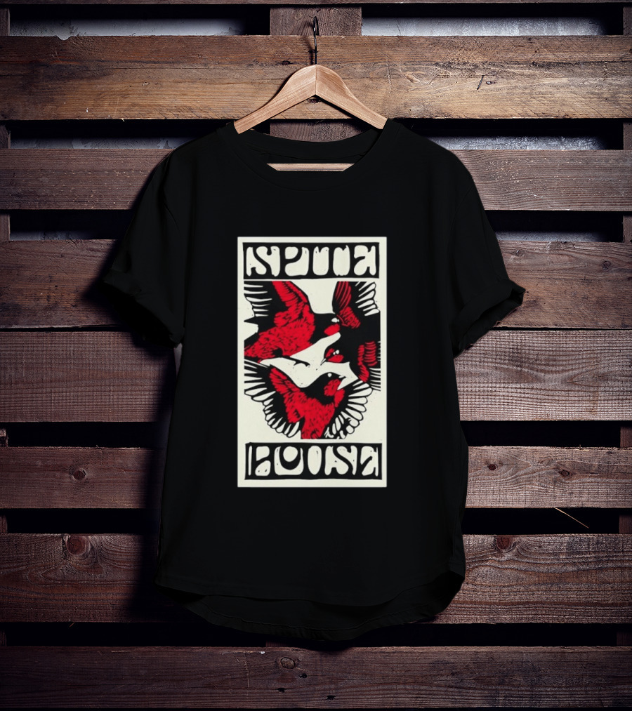 Spite House Bird Artwork With Bold Red And Black T-Shirt