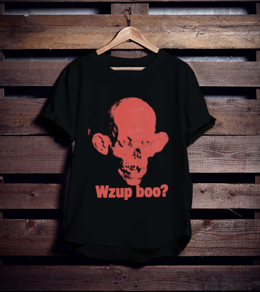 Wzup Boo Creepy Skull Horror Spooky T-Shirt