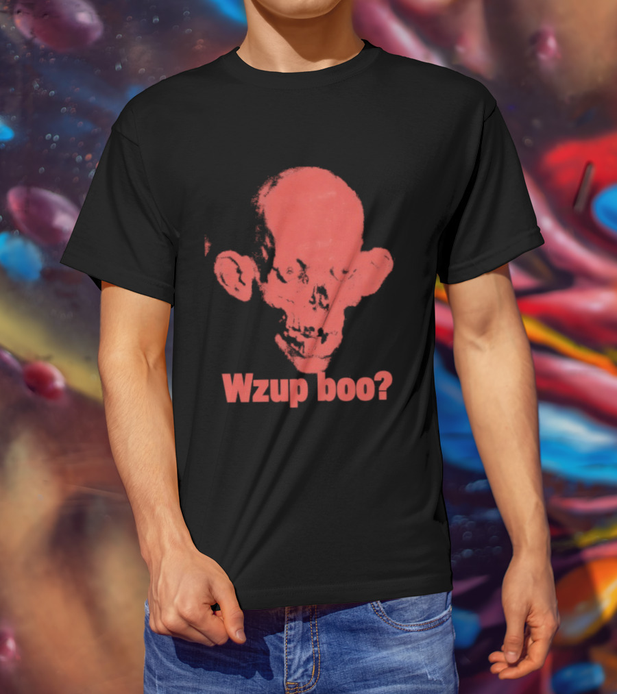 Wzup Boo Creepy Skull Horror Spooky T-Shirt
