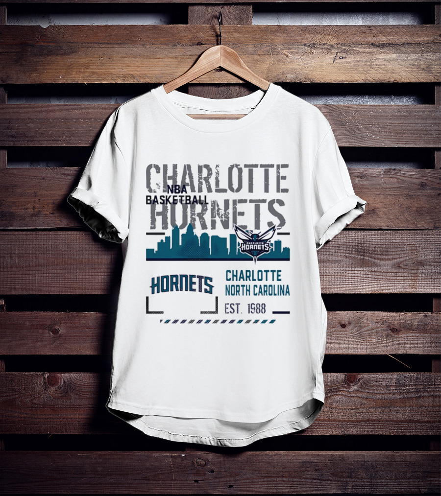 Charlotte Hornets NBA Basketball City Skyline Est 1988 North Carolina T-Shirt