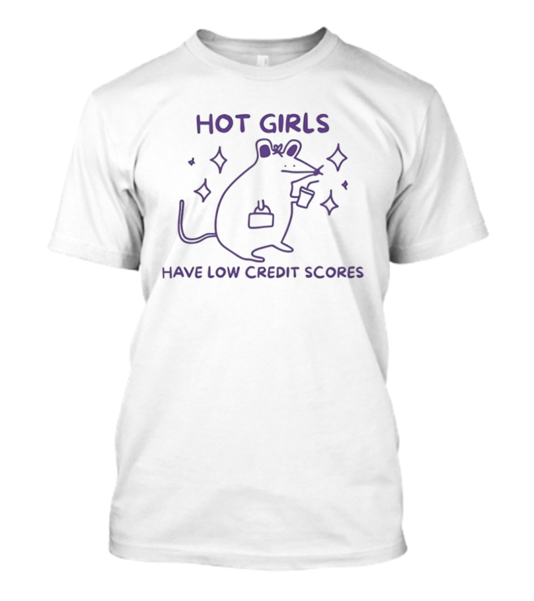 Hot Girls Have Low Credit Scores Funny Rat And Sparkles T-Shirt