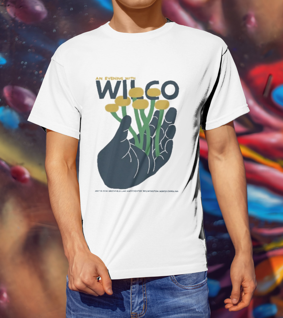 An Evening With Wilco Greenfield Lake Amphitheater 7 13 26 Wilmington NC Hand Flowers T-Shirt