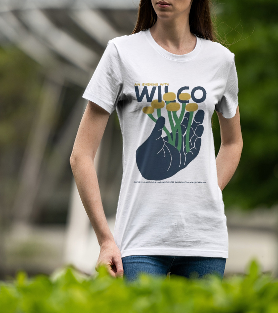 An Evening With Wilco Greenfield Lake Amphitheater 7 13 26 Wilmington NC Hand Flowers T-Shirt