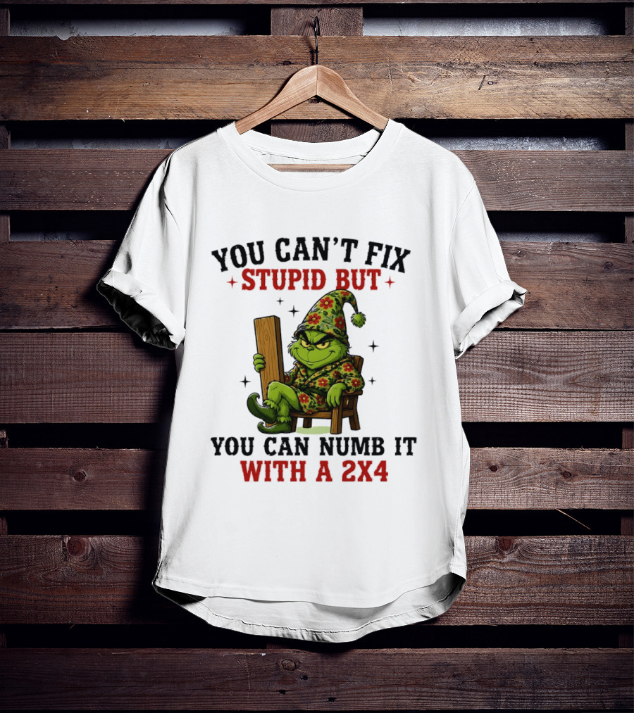 You Can't Fix Stupid Grinch Numb It With A 2x4 T-Shirt