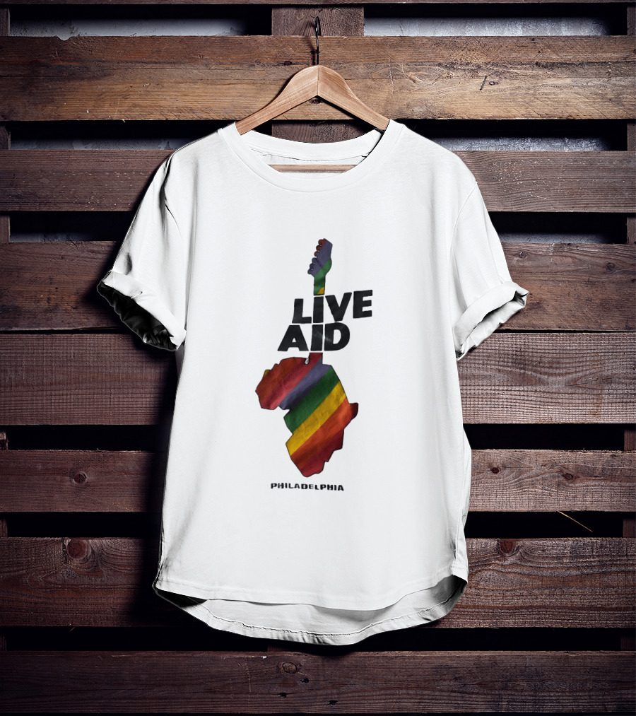 1985 Live Aid Rainbow Guitar Philadelphia Concert T-Shirt