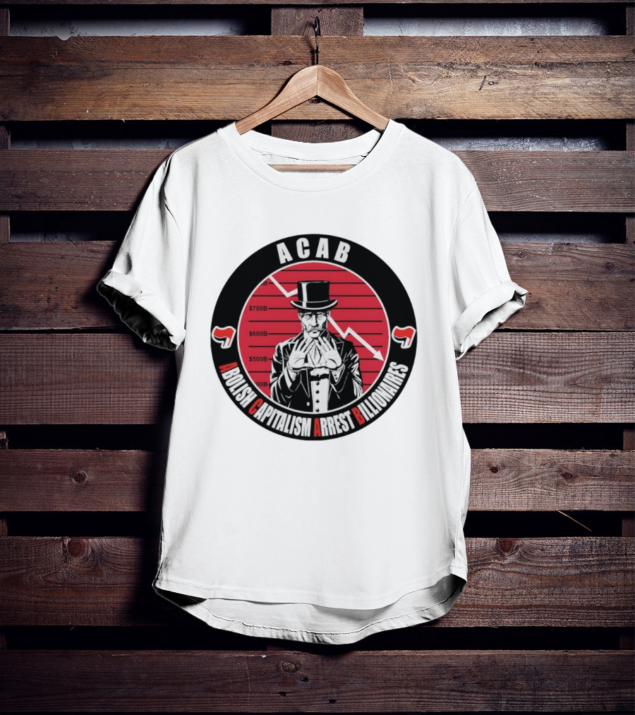 ACAB Abolish Capitalism Arrest Billionaires Monopoly Man Falling Stock Market T-Shirt