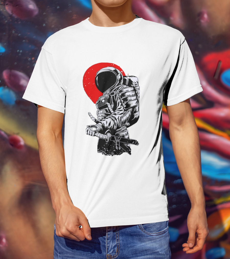 Astronaut Samurai Katana Sword Red Rising Sun T-Shirt