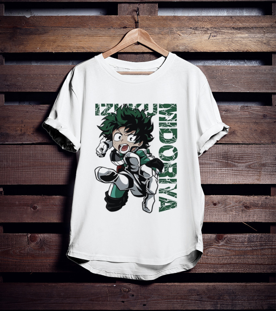 Izuku Midoriya Action Pose Green Hero Costume Anime T-Shirt
