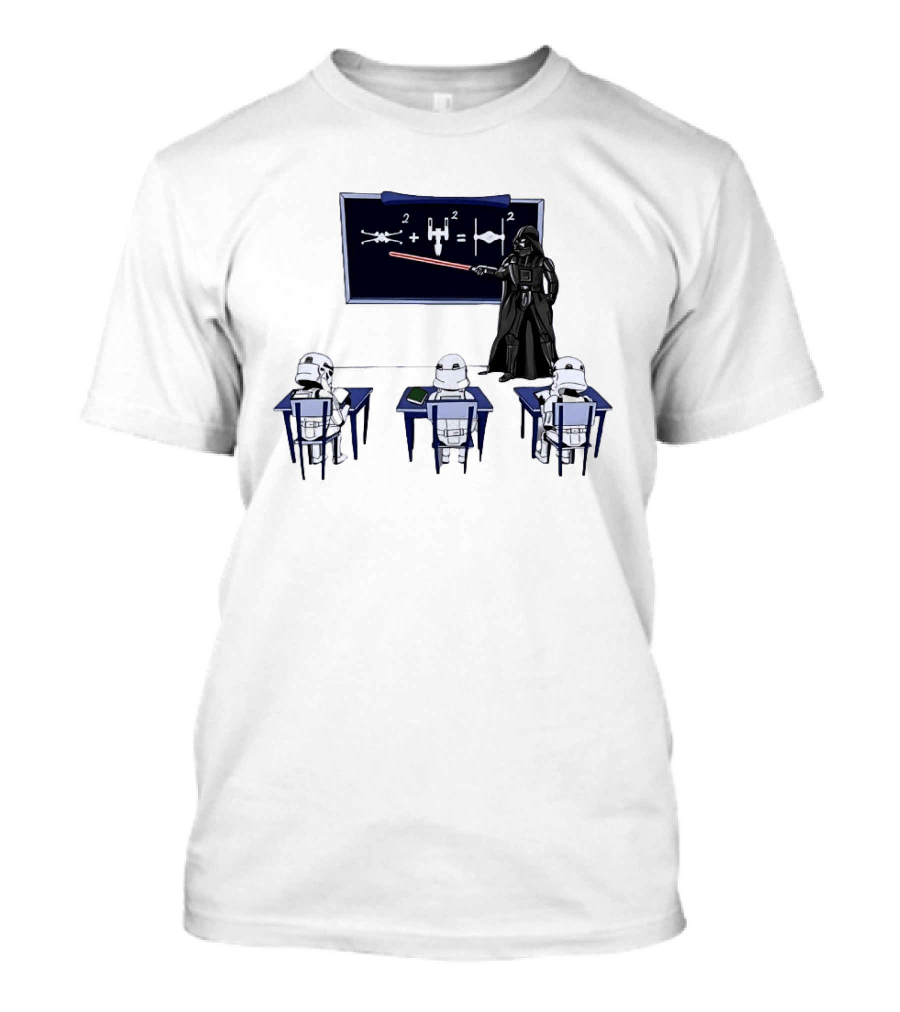 Darth Vader Teaching TIE Fighter Math To Stormtroopers Classroom Cartoon T-Shirt