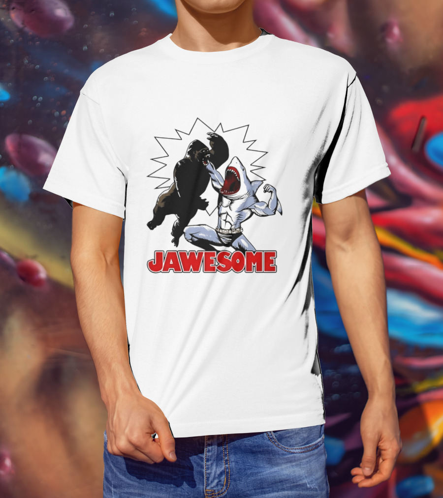 Jawesome Gorilla Vs Shark Battle Showdown T-Shirt
