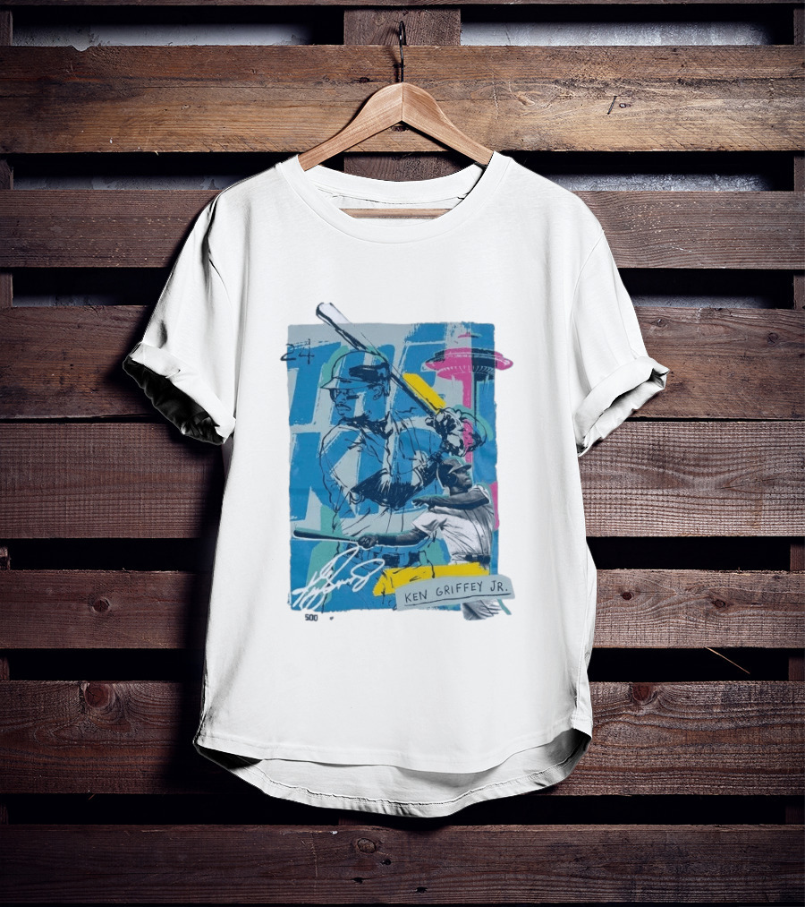 Ken Griffey Jr The Kid Baseball Legend Number 24 Seattle Skyline T-Shirt
