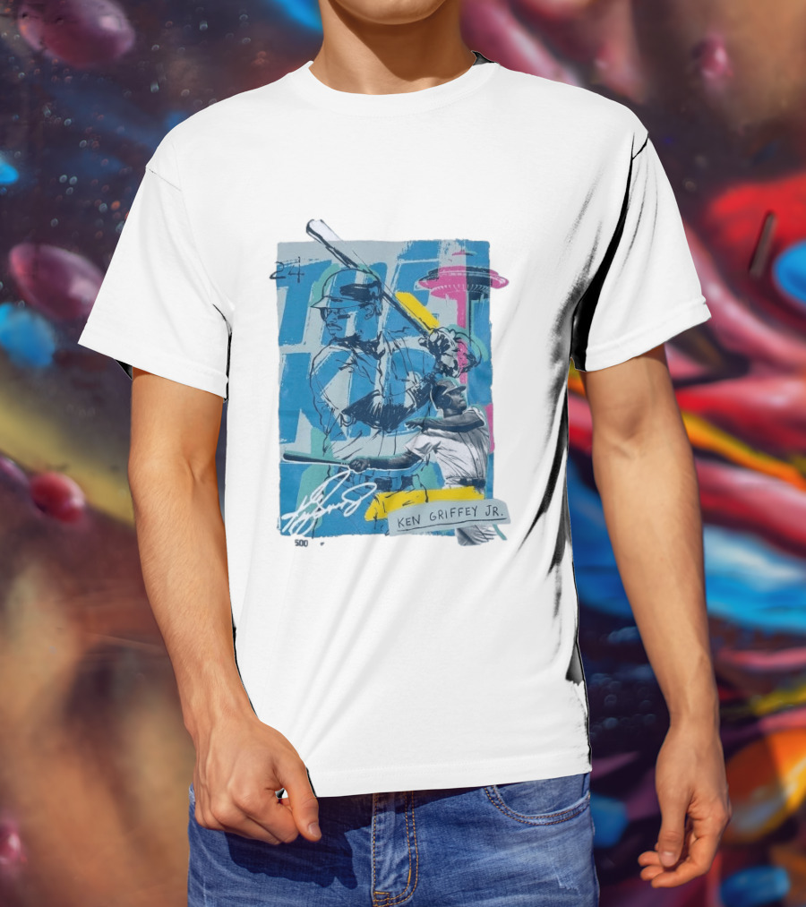 Ken Griffey Jr The Kid Baseball Legend Number 24 Seattle Skyline T-Shirt