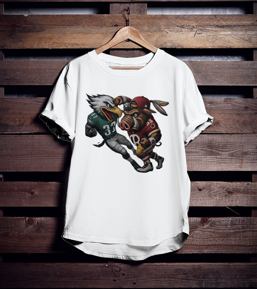 Eagles Versus Redskins Fight Cartoon NFL Rivalry T-Shirt