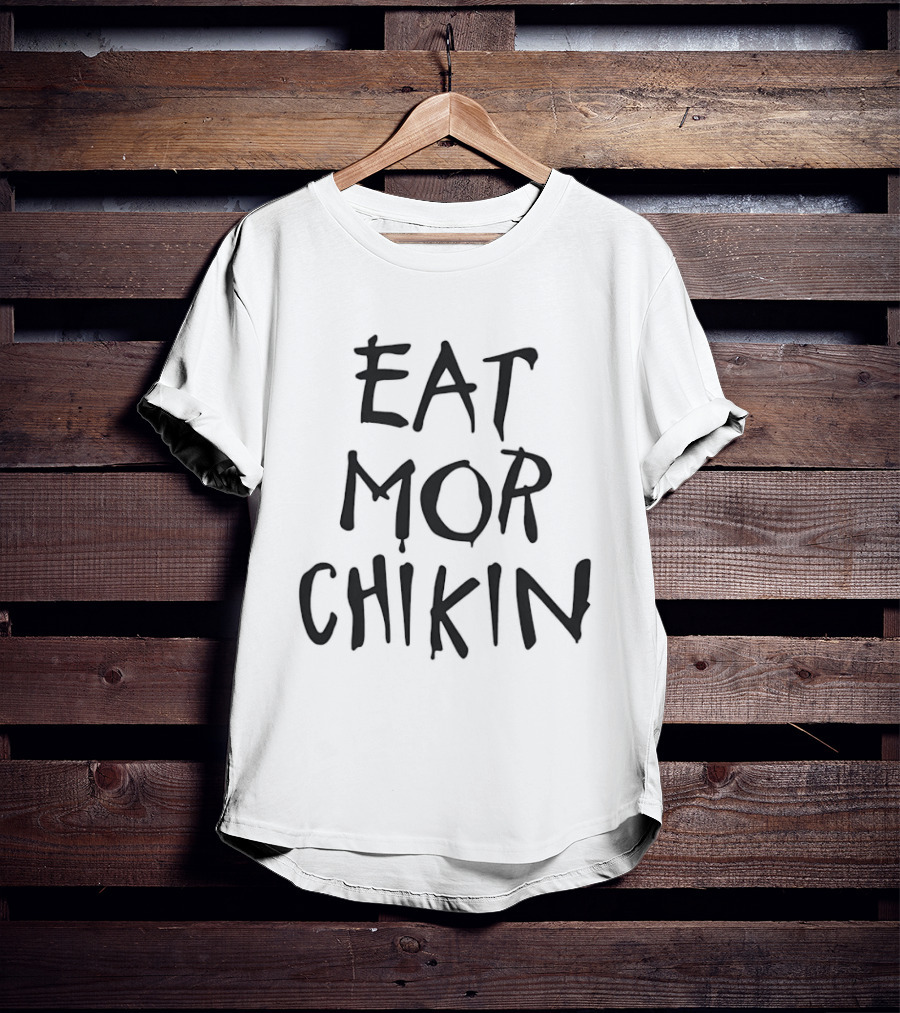 Eat Mor Chikin Hand Lettering Black T-Shirt