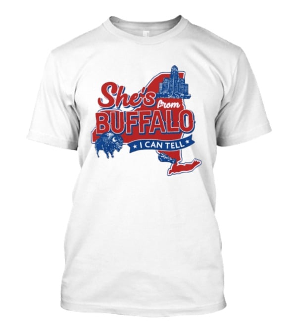 She's From Buffalo I Can Tell New York Skyline Map Bison T-Shirt