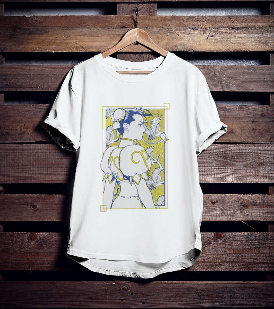 Shinkiro Metallic Chun Li Cranes And Peonies T-Shirt