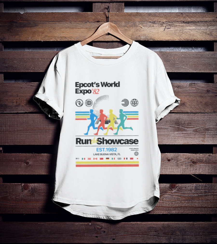 Epcot's World Expo '82 Run The Showcase Lake Buena Vista EST. 1982 T-Shirt