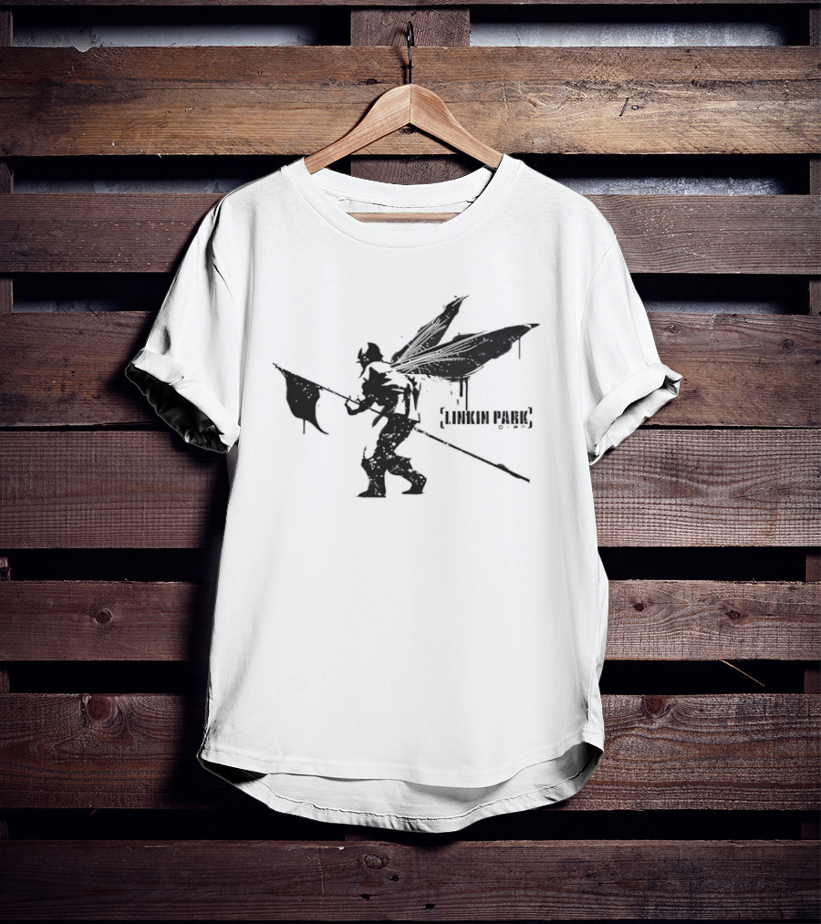 Linkin Park Hybrid Theory Soldier Dragonfly Wings Holding Flag T-Shirt